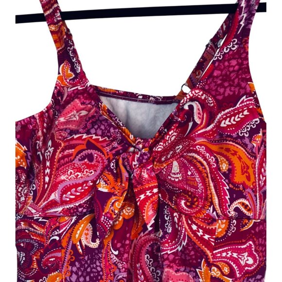 2/$35 NWT Swim Solutions 22W Tummy Control Bow-Front Swim Dress Bust Support - Picture 5 of 16